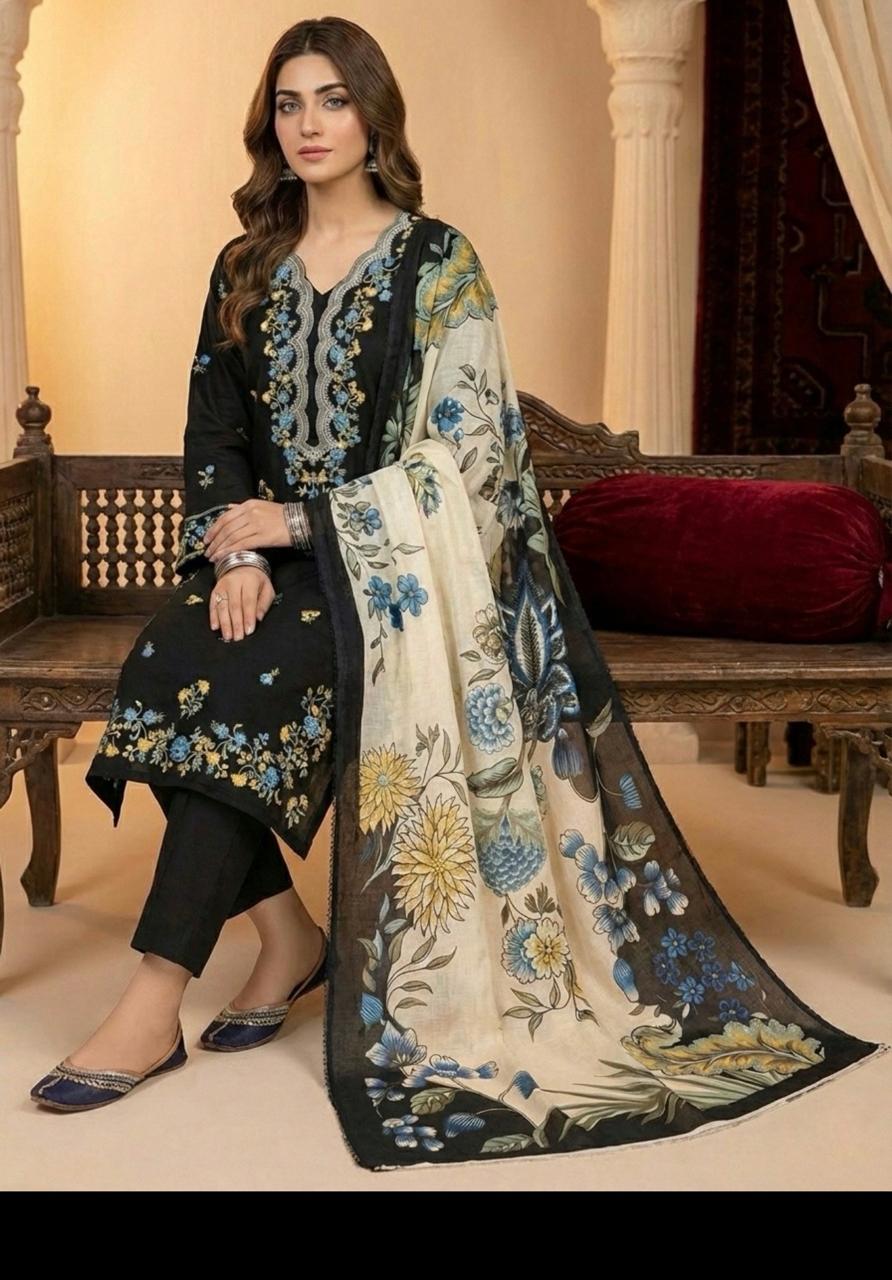 3-piece stitched lawn ensemble